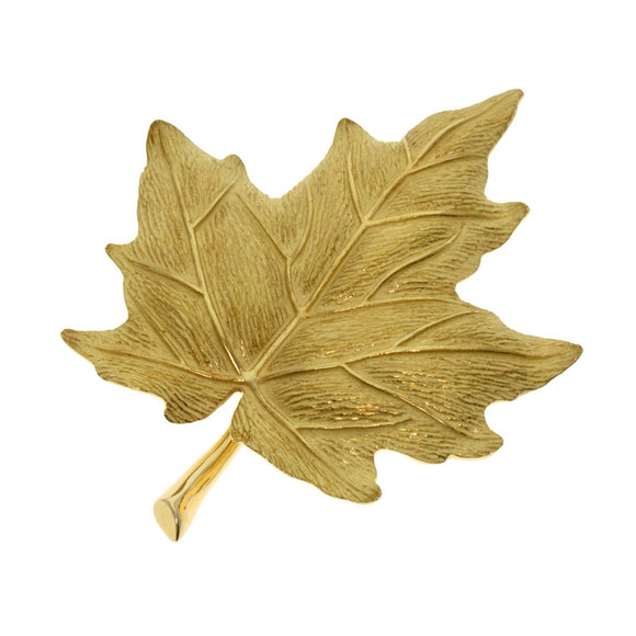 Tiffany Maple Leaf Brooch K18 Yellow Gold for Women - Picture 1 of 6